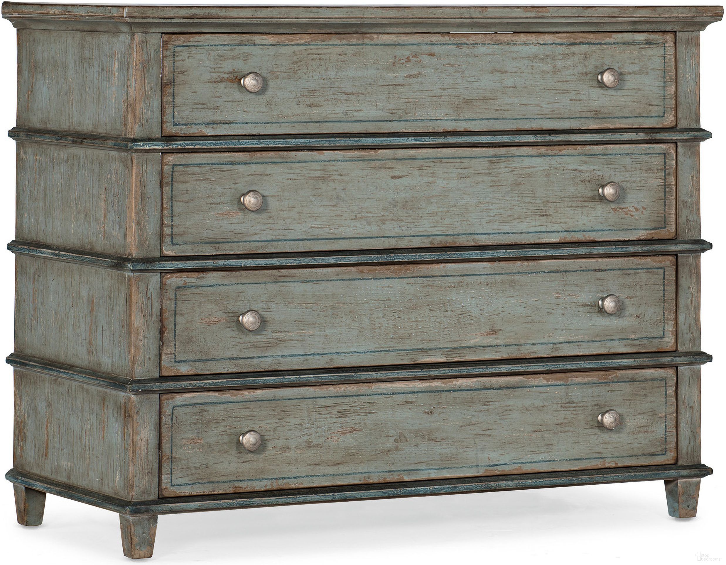 The appearance of Alfresco Normandy Costiere Chest designed by Hooker in the transitional interior design. This blue piece of furniture was selected by 1StopBedrooms from Alfresco Collection to add a touch of cosiness and style into your home. Sku: 6025-85003-45. Material: Oak Veneer.