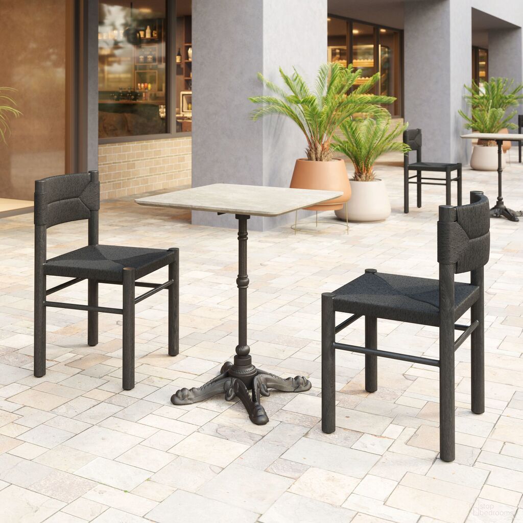 The appearance of Alfresco Outdoor Dining Room Set In Gray and Black designed by Zuo Modern in the modern / contemporary interior design. This gray and black piece of furniture  was selected by 1StopBedrooms from Alfresco Collection to add a touch of cosiness and style into your home. Sku: 704051;704049. Table Base Style: Pedestal. Table Top Shape: Square. Material: MDF.