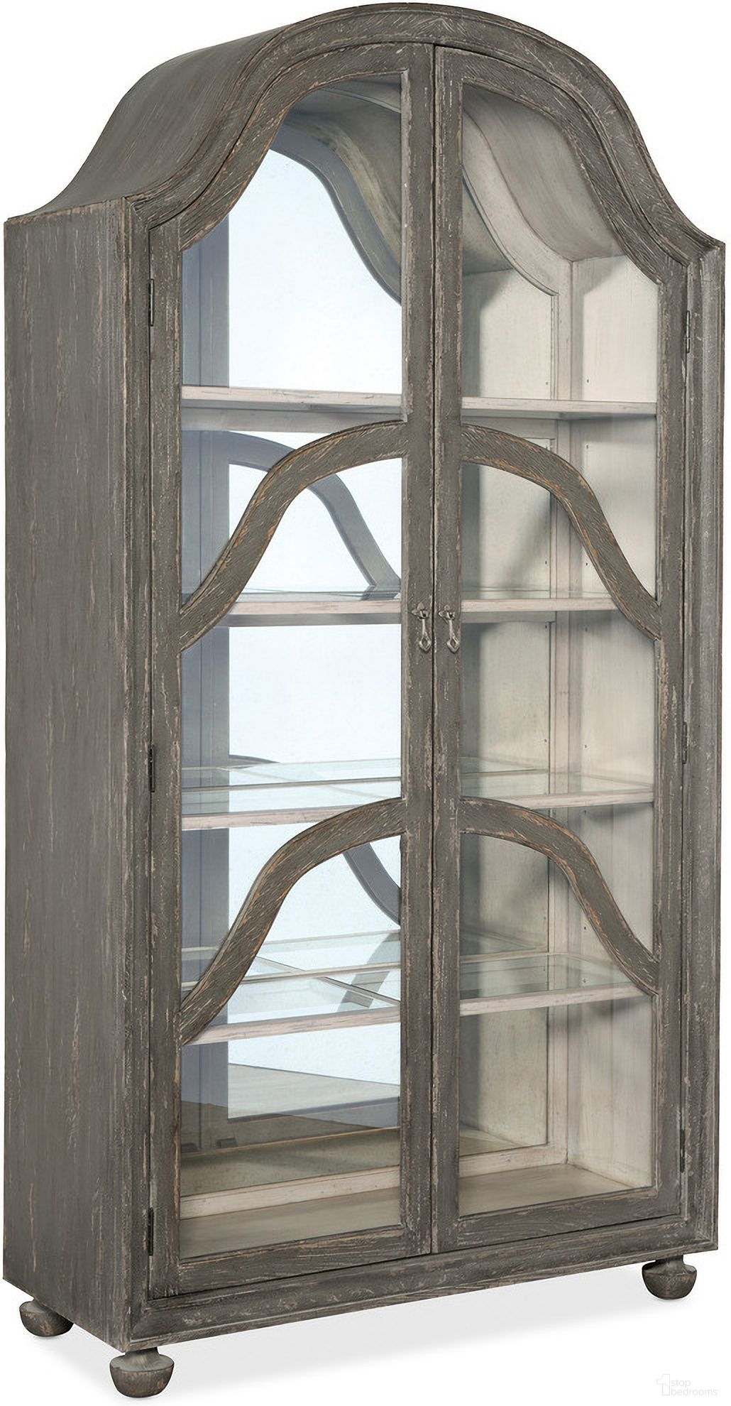 The appearance of Alfresco Pottery Costa Display Cabinet designed by Hooker in the transitional interior design. This gray piece of furniture was selected by 1StopBedrooms from Alfresco Collection to add a touch of cosiness and style into your home. Sku: 6025-75906-95. Material: Oak Veneer.