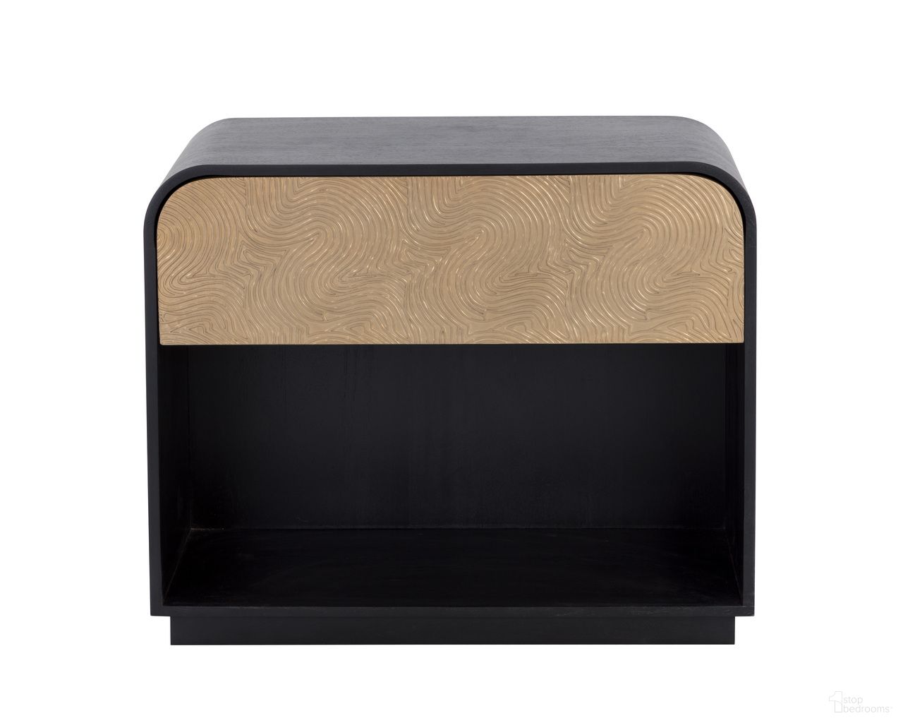 Algarve Nightstand In Black and Champagne Gold