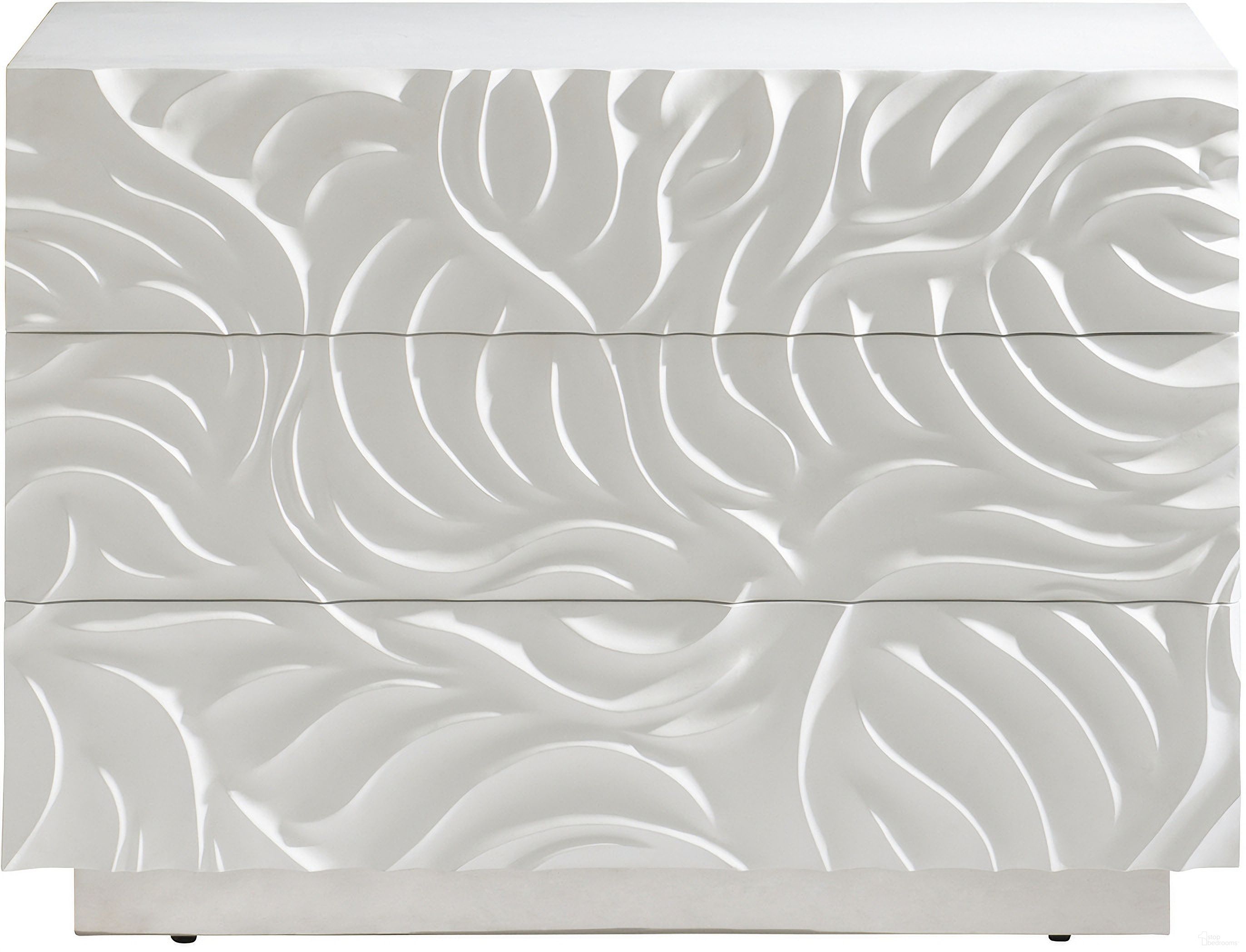The appearance of Alia Nightstand designed by Bernhardt in the modern / contemporary interior design. This white plaster piece of furniture  was selected by 1StopBedrooms from Alia Collection to add a touch of cosiness and style into your home. Sku: 316234. Material: Wood.
