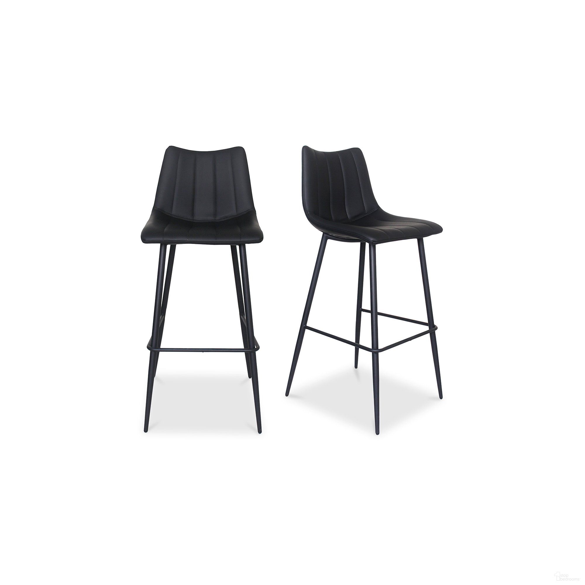 The appearance of Alibi Black Armless Bar Stools Set of 2 designed by Moes Home in the modern / contemporary interior design. This black piece of furniture was selected by 1StopBedrooms from Alibi Collection to add a touch of cosiness and style into your home. Sku: UU-1003-02. Material: Faux Leather.