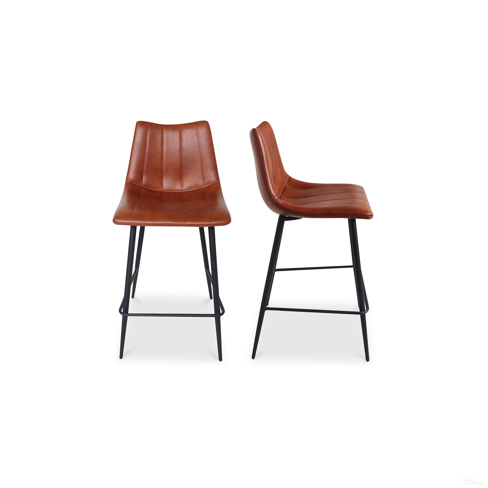 The appearance of Alibi Brown Counter Stool Set of 2 designed by Moes Home in the transitional interior design. This brown piece of furniture  was selected by 1StopBedrooms from Alibi Collection to add a touch of cosiness and style into your home. Sku: UU-1002-03. Material: Polyurethane.