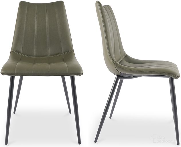 The appearance of Alibi Dining Chair In Green designed by Moes Home in the modern / contemporary interior design. This green piece of furniture  was selected by 1StopBedrooms from Alibi Collection to add a touch of cosiness and style into your home. Sku: UU-1022-27. Material: Leather. Chair Type: Side Chair.