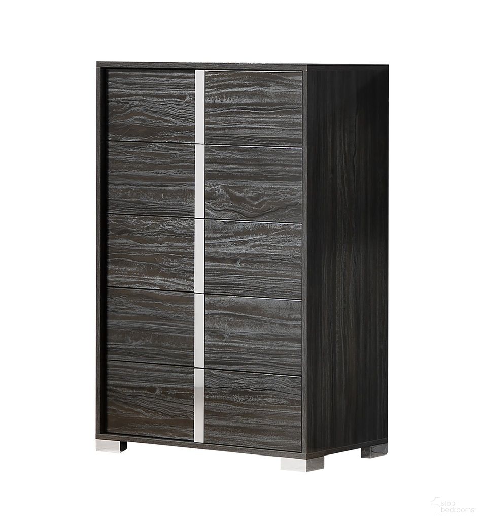 The appearance of Alice Glossy Gray Chest designed by J&M in the modern / contemporary interior design. This grey piece of furniture  was selected by 1StopBedrooms from Alice Glossy Gray Collection to add a touch of cosiness and style into your home. Sku: 15546-C. Material: Wood.
