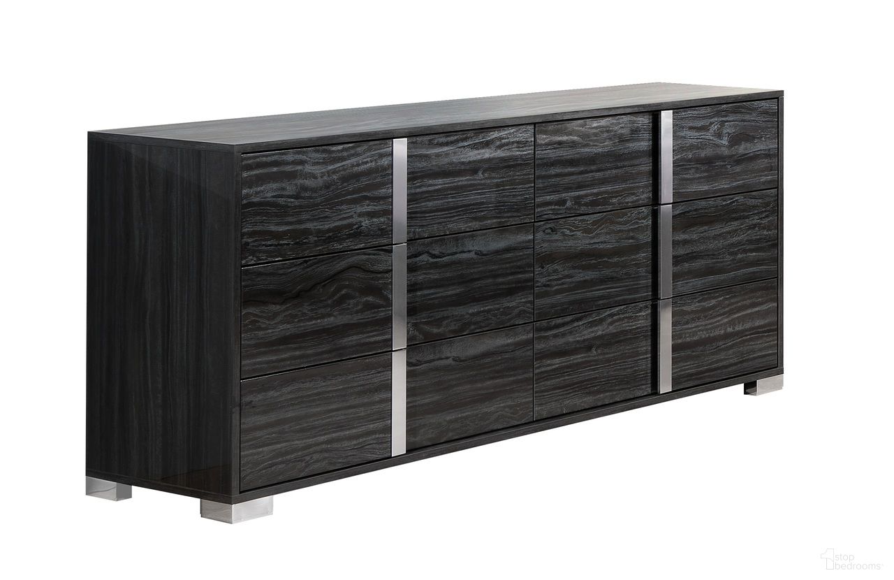 The appearance of Alice Glossy Gray Dresser designed by J&M in the modern / contemporary interior design. This grey piece of furniture was selected by 1StopBedrooms from Alice Glossy Gray Collection to add a touch of cosiness and style into your home. Sku: 15546-D. Material: Wood.