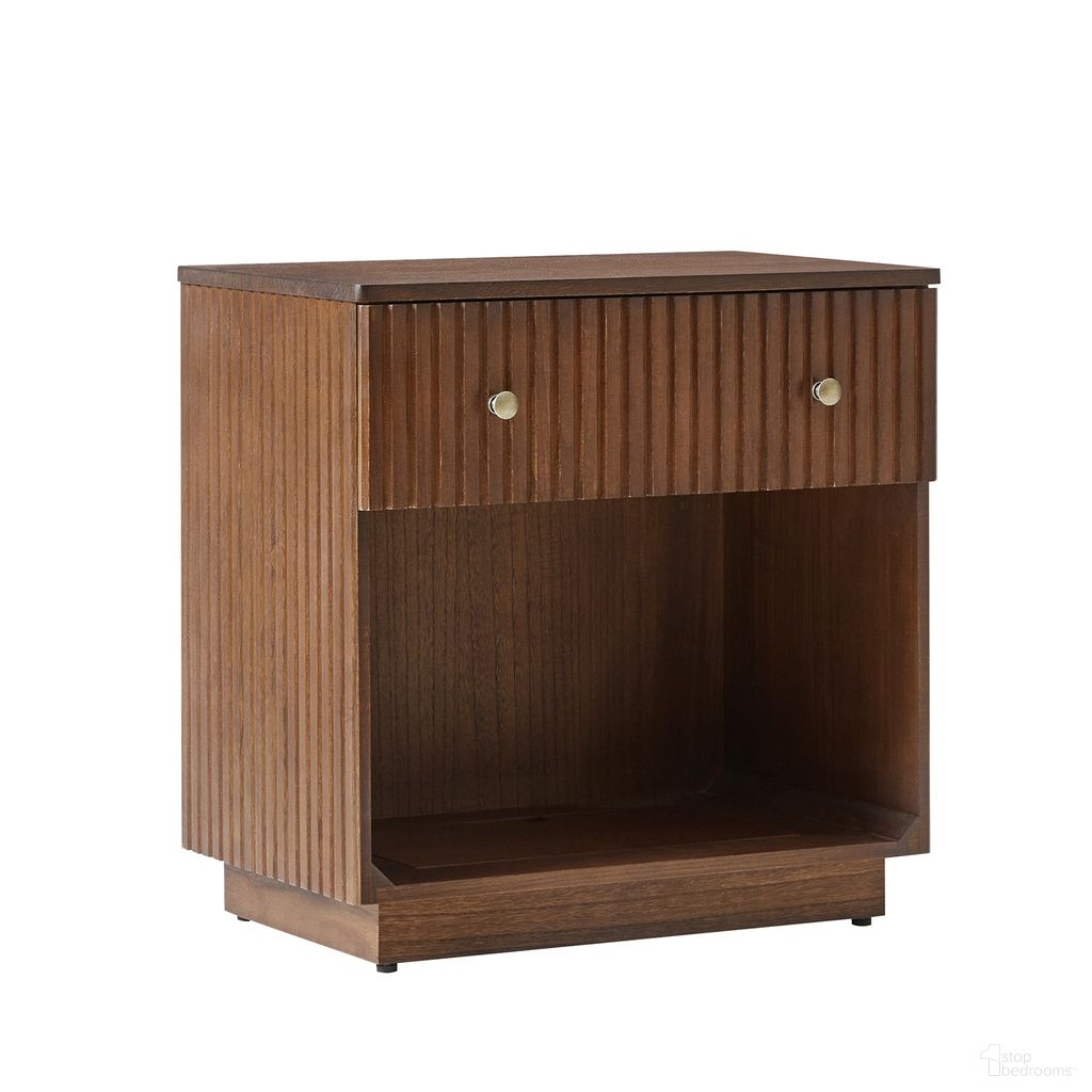 The appearance of Alice Nightstand In Walnut designed by Karat Home in the modern / contemporary interior design. This walnut piece of furniture was selected by 1StopBedrooms from Alice Collection to add a touch of cosiness and style into your home. Sku: NSCL1331-WAL. Material: Solid Wood.