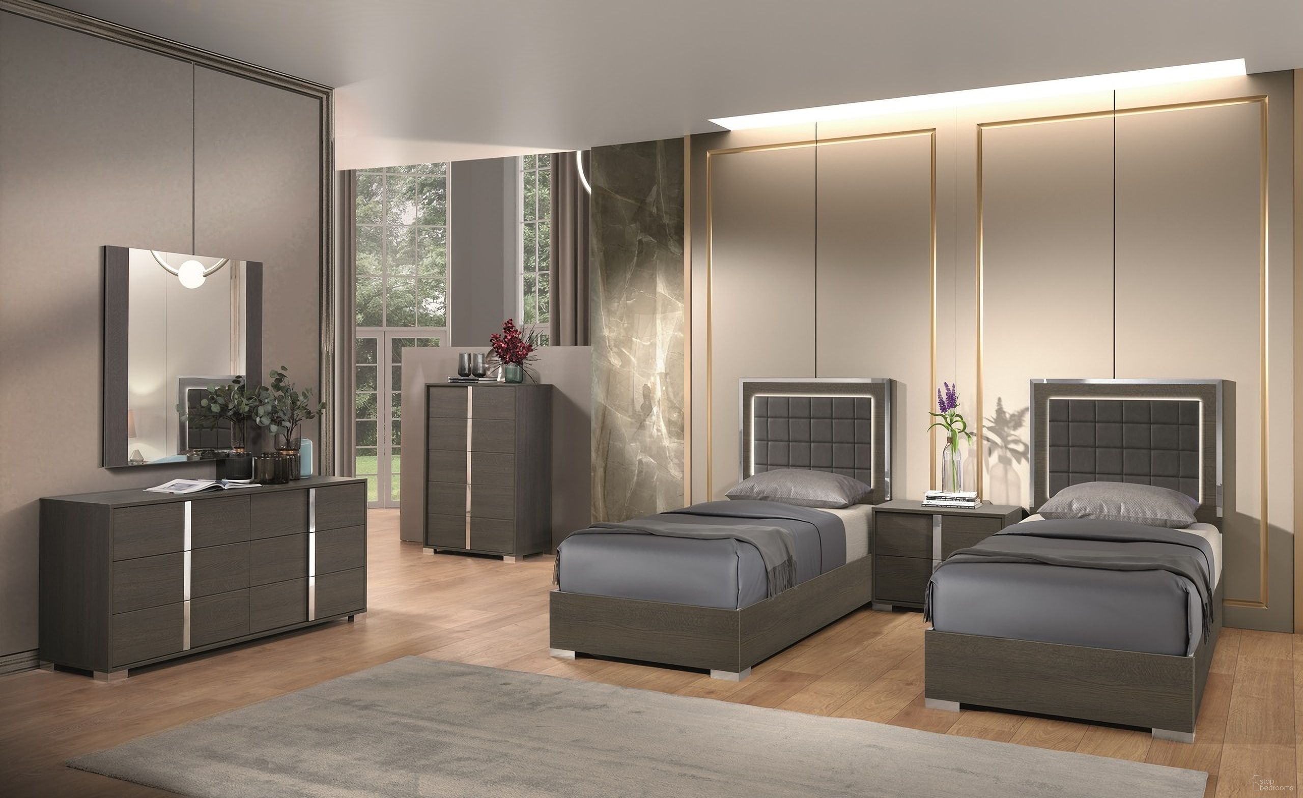 The appearance of Alice Youth Bedroom Set In Matte Grey designed by J&M in the modern / contemporary interior design. This matte piece of furniture was selected by 1StopBedrooms from Alice Collection to add a touch of cosiness and style into your home. Sku: 15544-T;15544-NSL. Bed Type: Platform Bed. Material: Wood. Bed Size: Twin.