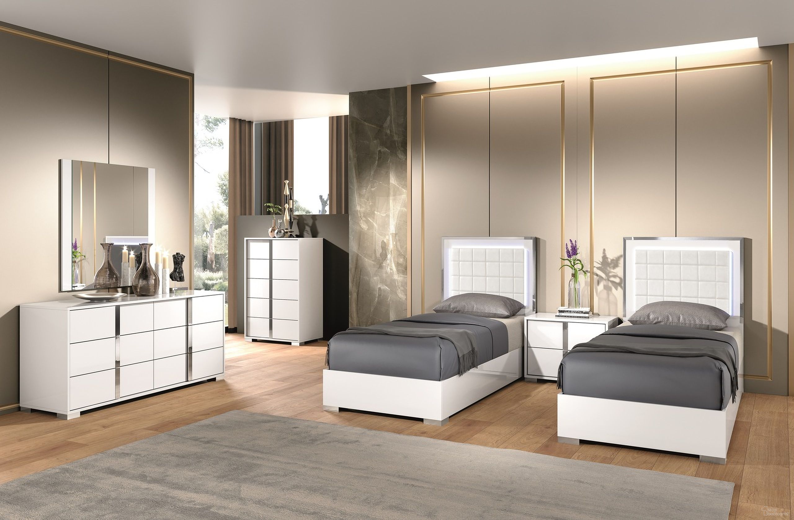 The appearance of Alice Youth Bedroom Set In White designed by J&M in the modern / contemporary interior design. This white piece of furniture  was selected by 1StopBedrooms from Alice Collection to add a touch of cosiness and style into your home. Sku: 15545-T;15545-NSR. Bed Type: Platform Bed. Material: Wood. Bed Size: Twin.