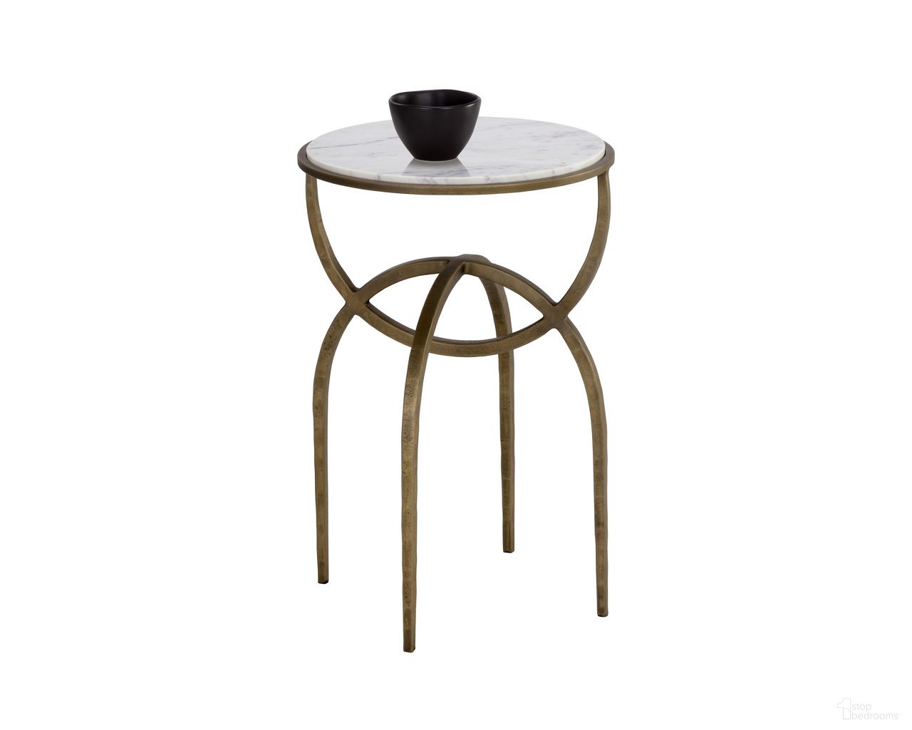 Alicent Marble Look End Table In White