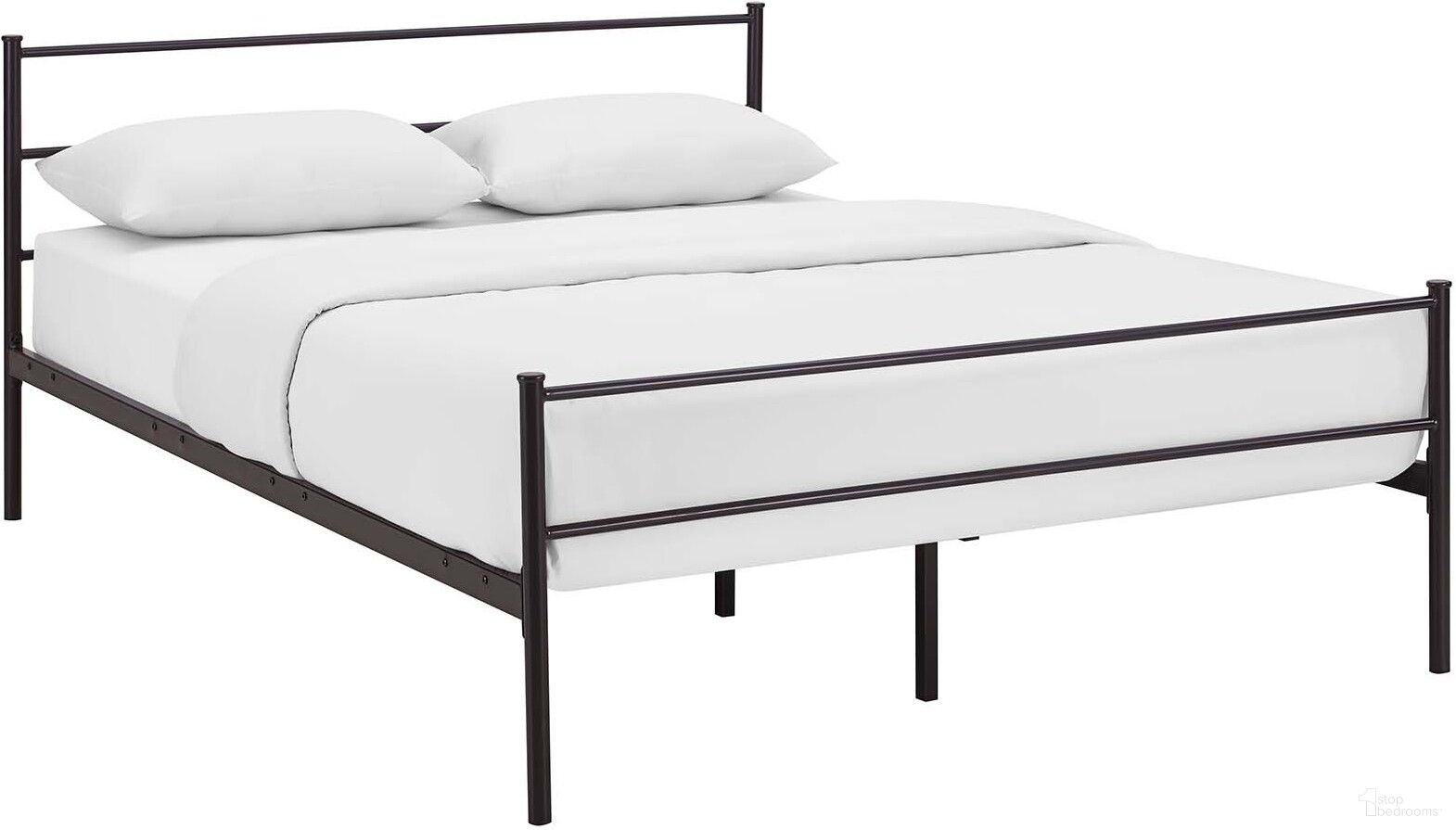 The appearance of Alina Brown Queen Platform Bed Frame designed by Modway in the modern / contemporary interior design. This brown piece of furniture  was selected by 1StopBedrooms from Alina Collection to add a touch of cosiness and style into your home. Sku: MOD-5553-BRN-1;MOD-5553-BRN-2. Material: Steel. Bed Size: Queen.
