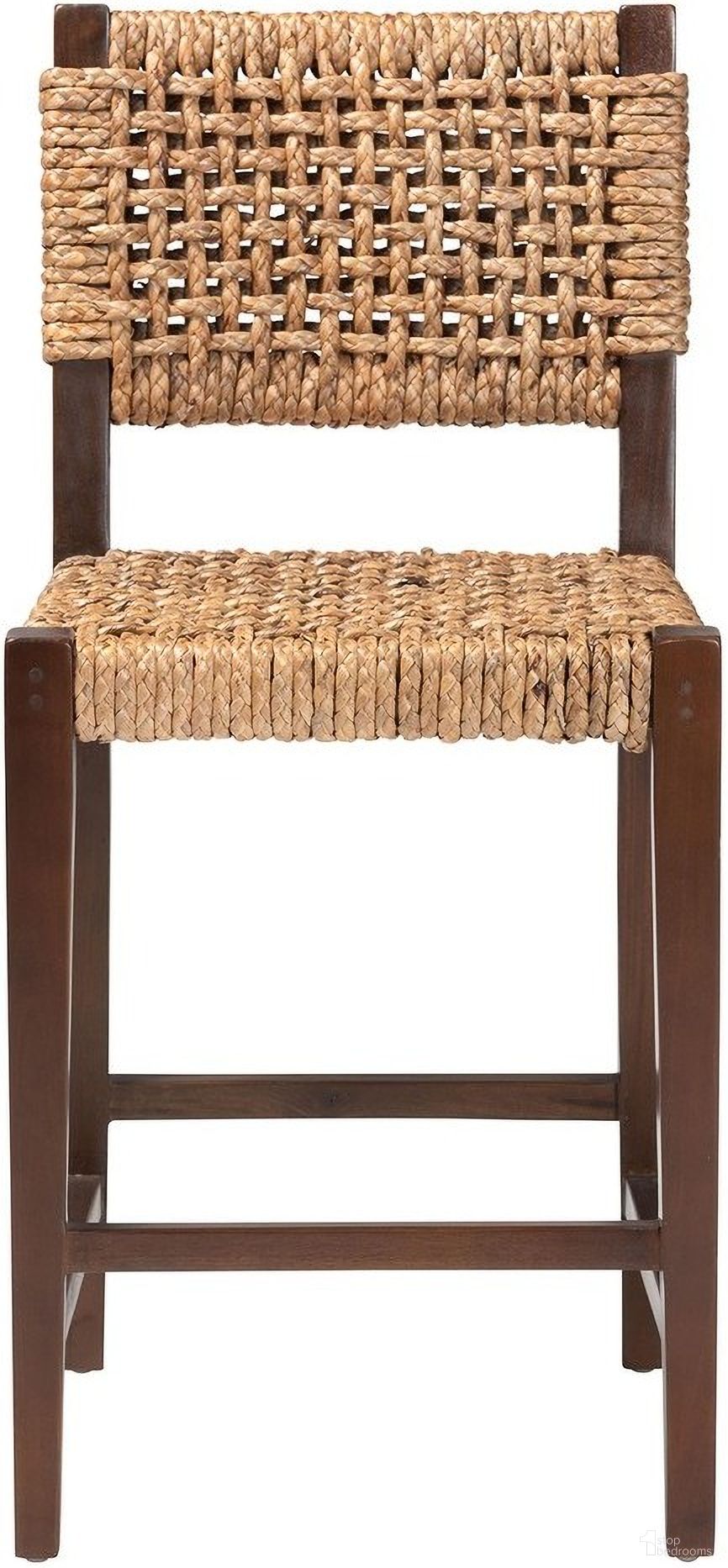 Alise Seagrass Counter Stool In Natural Brown and Earthy Brown