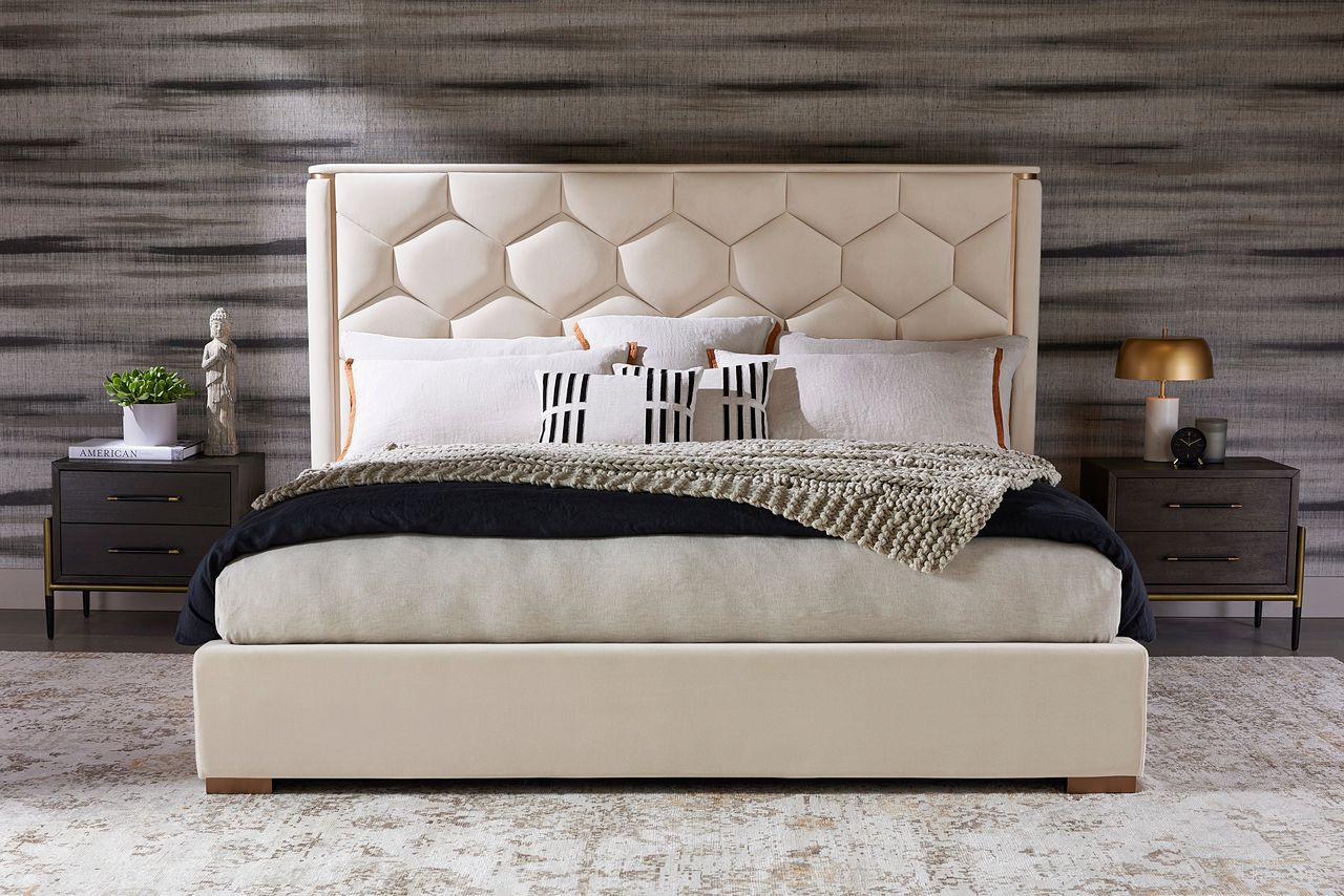 Alisha Platform Bedroom Set In Meg Taupe