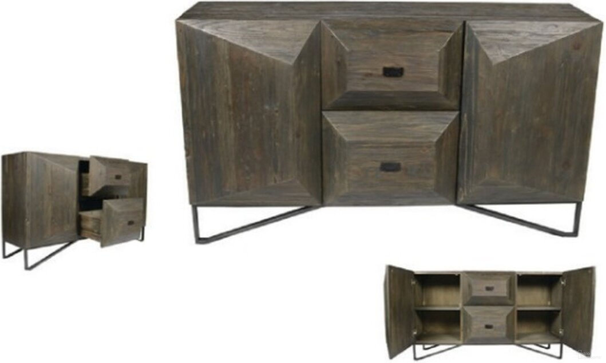 The appearance of Aliso 2 Drawer 2 Door Sideboard In Dark Brown designed by Moti in the traditional interior design. This dark brown piece of furniture was selected by 1StopBedrooms from Aliso Collection to add a touch of cosiness and style into your home. Sku: 69009006. Material: Iron.