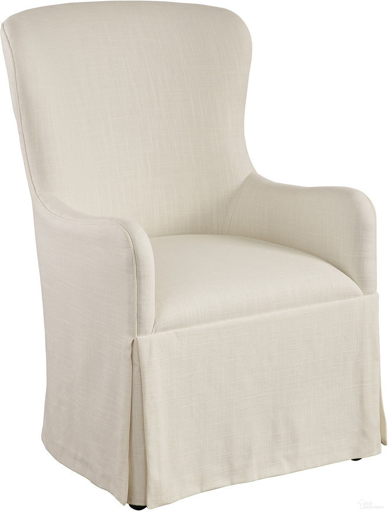 The appearance of Laguna Aliso Upholstered Host Chair with Casters In Table Rock 01-0934-885-01 designed by Barclay Butera in the transitional interior design. This table rock piece of furniture was selected by 1StopBedrooms from Laguna Collection to add a touch of cosiness and style into your home. Sku: 934-885-01. Material: Fabric.
