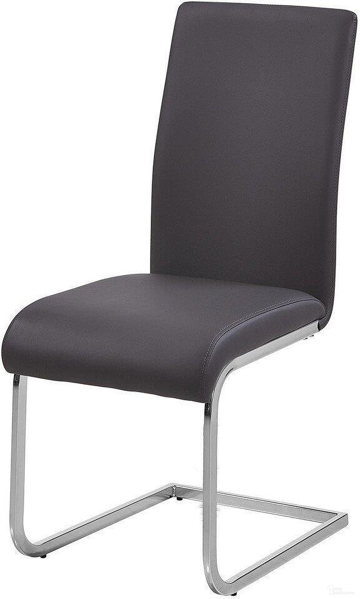 The appearance of Alison Faux Leather Chrome Dining Side Chair Set of 2 In Gray designed by Best Master Furniture in the modern / contemporary interior design. This gray piece of furniture  was selected by 1StopBedrooms from Alison Collection to add a touch of cosiness and style into your home. Sku: T01GC. Material: Faux Leather. Chair Type: Side Chair.