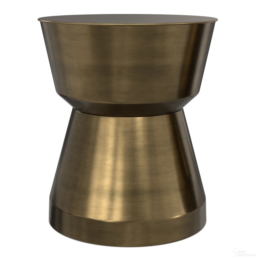 The appearance of Allegra Side Table In Antique Brass designed by Simpli Home in the modern / contemporary interior design. This antique brass piece of furniture  was selected by 1StopBedrooms from Allegra Collection to add a touch of cosiness and style into your home. Sku: AXCALG-04-AB. Material: Iron.