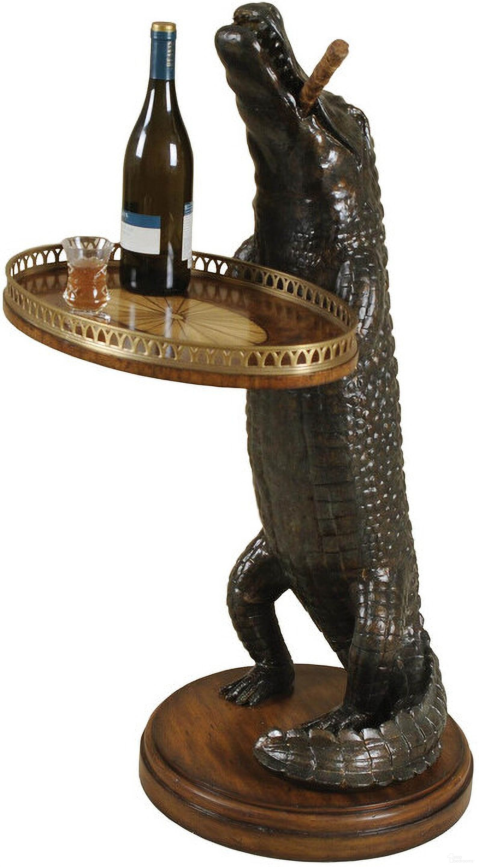 The appearance of Alligator Occasional Table In Verdigris/Brown/Brass designed by Maitland-Smith in the modern / contemporary interior design. This verdigris/brown/brass piece of furniture  was selected by 1StopBedrooms from Maitland Smith Collection to add a touch of cosiness and style into your home. Sku: 8109-30. Material: Cast Resin.