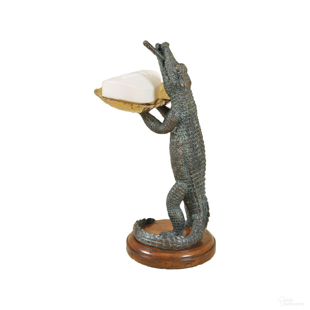 Alligator Soap Dish In Verdigris/Brass/Brown