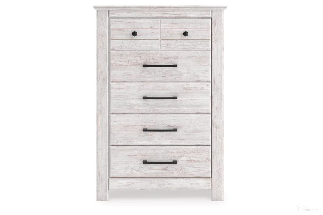 The appearance of Allihauser Chest of Drawers In White Wash designed by Signature Design by Ashley in the transitional interior design. This white wash piece of furniture was selected by 1StopBedrooms from Allihauser Collection to add a touch of cosiness and style into your home. Sku: NCB1171-46. Material: Wood.