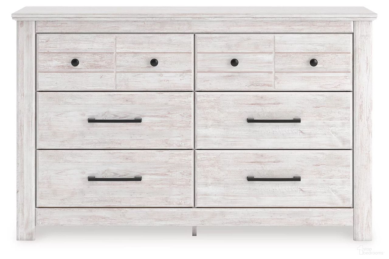 The appearance of Allihauser Dresser In White Wash designed by Signature Design by Ashley in the transitional interior design. This white wash piece of furniture  was selected by 1StopBedrooms from Allihauser Collection to add a touch of cosiness and style into your home. Sku: NCB1171-31. Material: Wood.