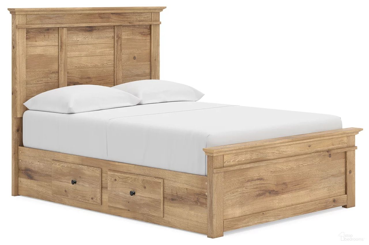 The appearance of Allihauser Full Panel Storage Bed In Tan designed by Signature Design by Ashley in the transitional interior design. This tan piece of furniture  was selected by 1StopBedrooms from Allihauser Collection to add a touch of cosiness and style into your home. Sku: B100-12;NCB1170-50;NCB1170-84;NCB1170-87;NCB1170-89. Bed Type: Storage Bed. Bed Size: Full.
