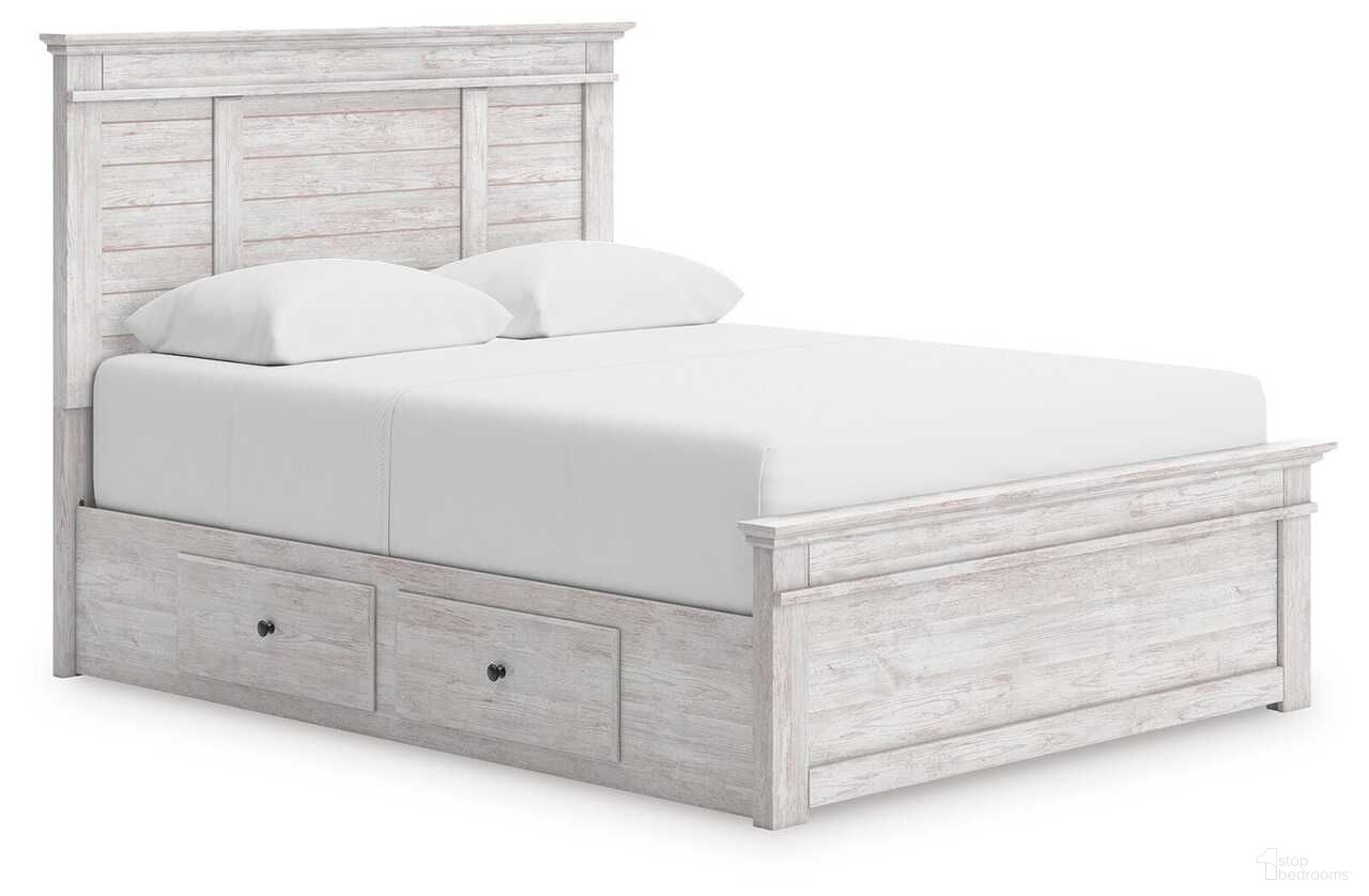 Allihauser King Panel Storage Bed In White Wash