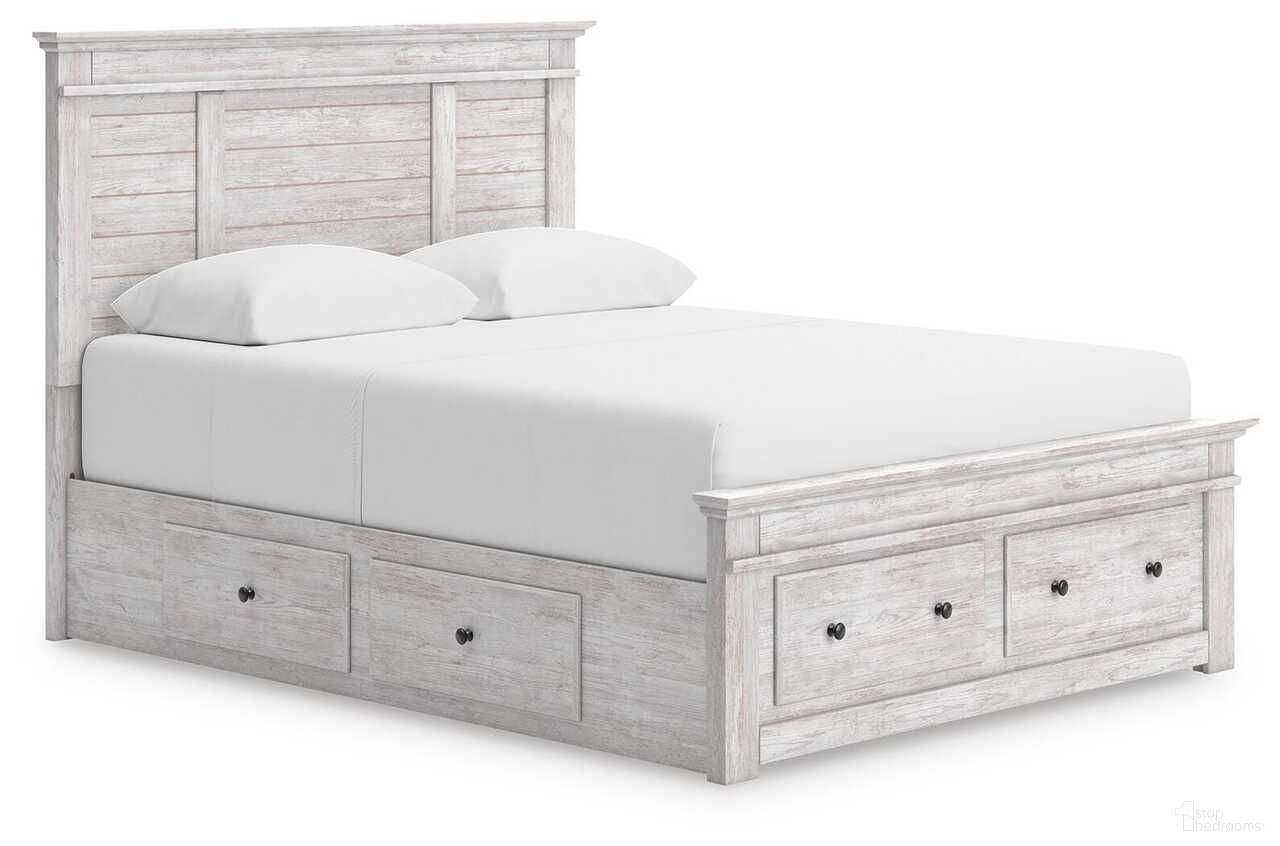 Allihauser King Panel Storage Bed In White Wash