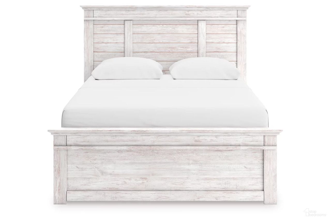The appearance of Allihauser Queen Panel Storage Bed In White Wash designed by Signature Design by Ashley in the transitional interior design. This white wash piece of furniture  was selected by 1StopBedrooms from Allihauser Collection to add a touch of cosiness and style into your home. Sku: B100-13;NCB1171-54;NCB1171-57;NCB1171-60;NCB1171-95. Bed Type: Panel Bed. Bed Size: Queen.