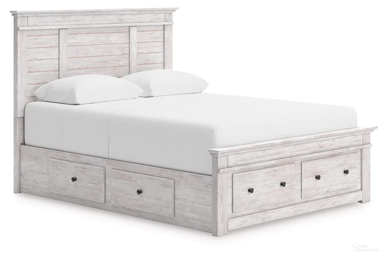 Allihauser Queen Panel Storage Bed In White Wash