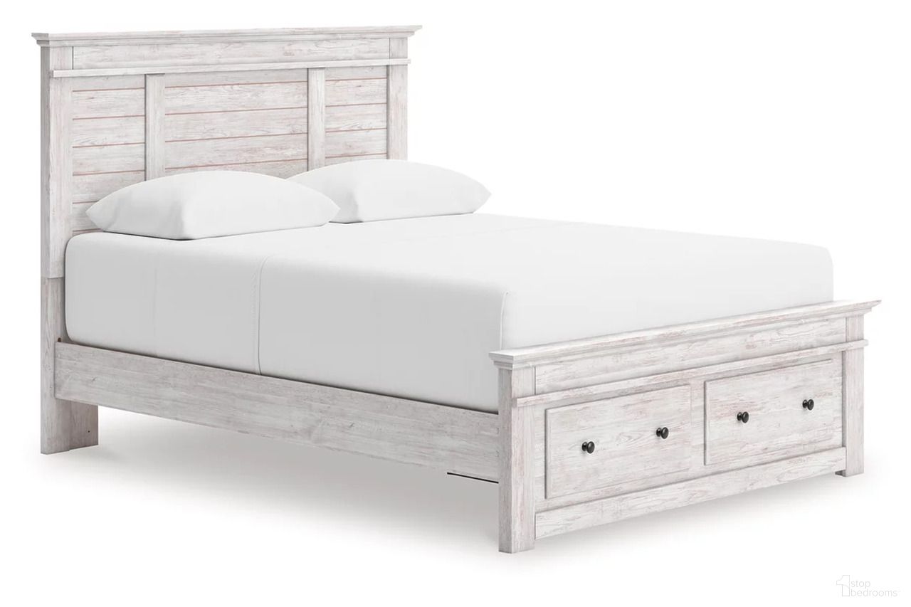 Allihauser Queen Panel Storage Bed In White Wash