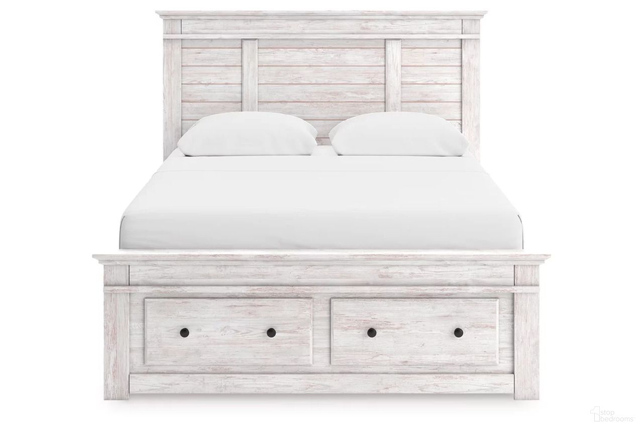 The appearance of Allihauser Queen Panel Storage Bed In White Wash designed by Signature Design by Ashley in the transitional interior design. This white wash piece of furniture was selected by 1StopBedrooms from Allihauser Collection to add a touch of cosiness and style into your home. Sku: B100-13;NCB1171-54S;NCB1171-57;NCB1171-60;NCB1171-95. Bed Type: Panel Bed. Bed Size: Queen.