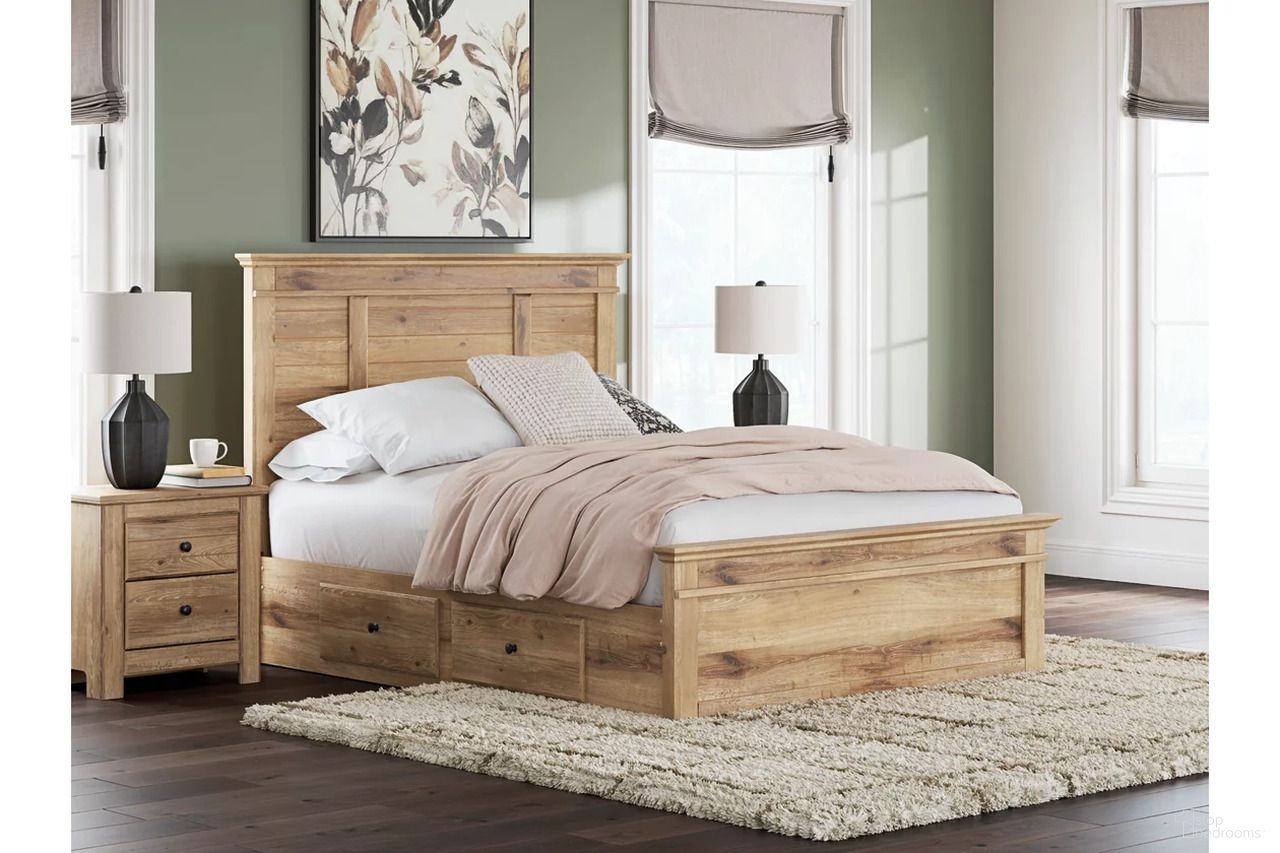 The appearance of Allihauser Storage Panel Bedroom Set In Tan designed by Signature Design by Ashley in the transitional interior design. This tan piece of furniture was selected by 1StopBedrooms from Allihauser Collection to add a touch of cosiness and style into your home. Sku: B100-13;NCB1170-54;NCB1170-57;NCB1170-60;NCB1170-95;NCB1170-92. Material: Wood. Bed Size: Queen.