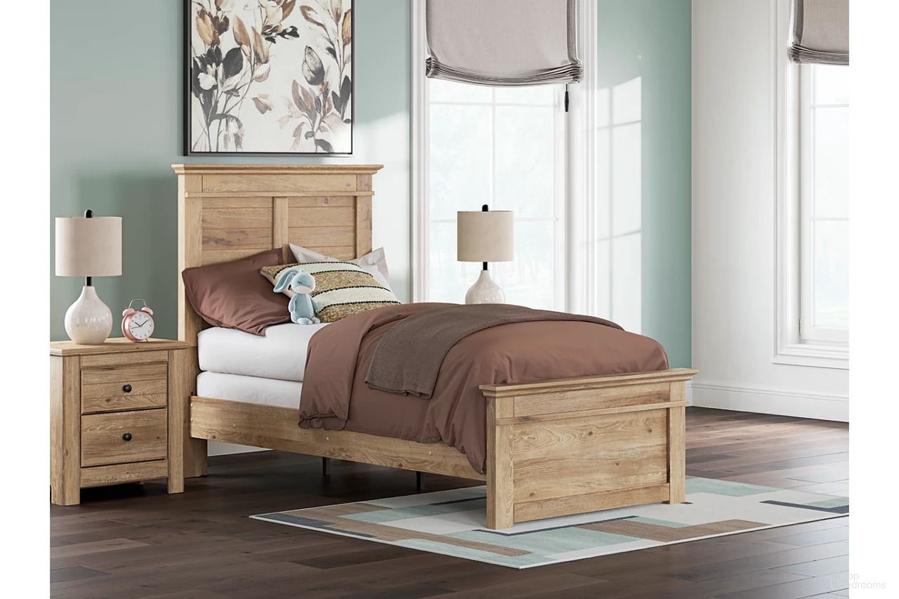 The appearance of Allihauser Youth Panel Bedroom Set In Tan designed by Signature Design by Ashley in the transitional interior design. This tan piece of furniture  was selected by 1StopBedrooms from Allihauser Collection to add a touch of cosiness and style into your home. Sku: NCB1170-52;NCB1170-53;NCB1170-83;NCB1170-92. Material: Wood. Bed Size: Twin.