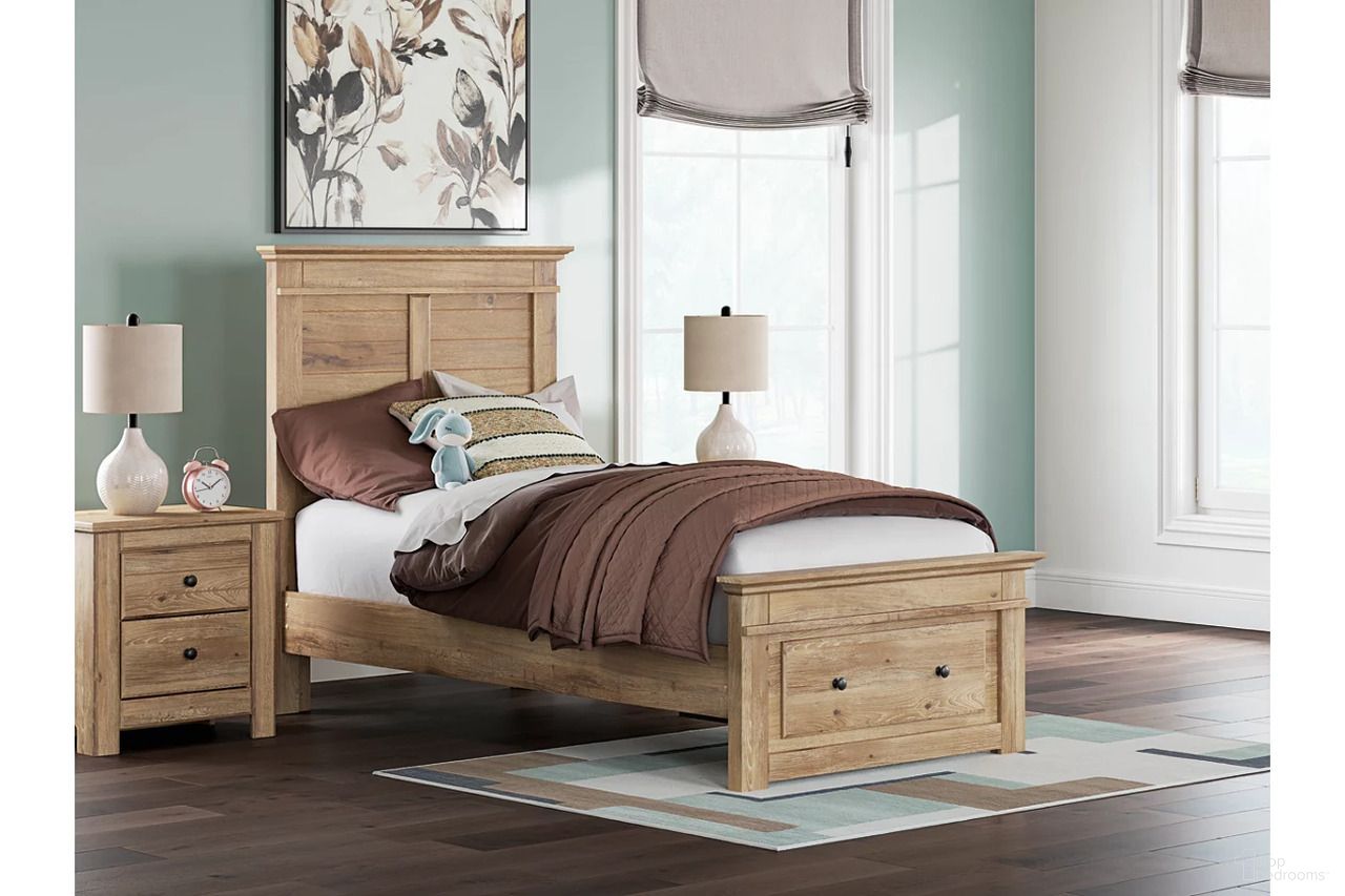 The appearance of Allihauser Youth Panel Storage Bedroom Set In Tan designed by Signature Design by Ashley in the transitional interior design. This tan piece of furniture was selected by 1StopBedrooms from Allihauser Collection to add a touch of cosiness and style into your home. Sku: B100-11;NCB1170-52S;NCB1170-53;NCB1170-89;NCB1170-92. Material: Wood. Bed Size: Twin.