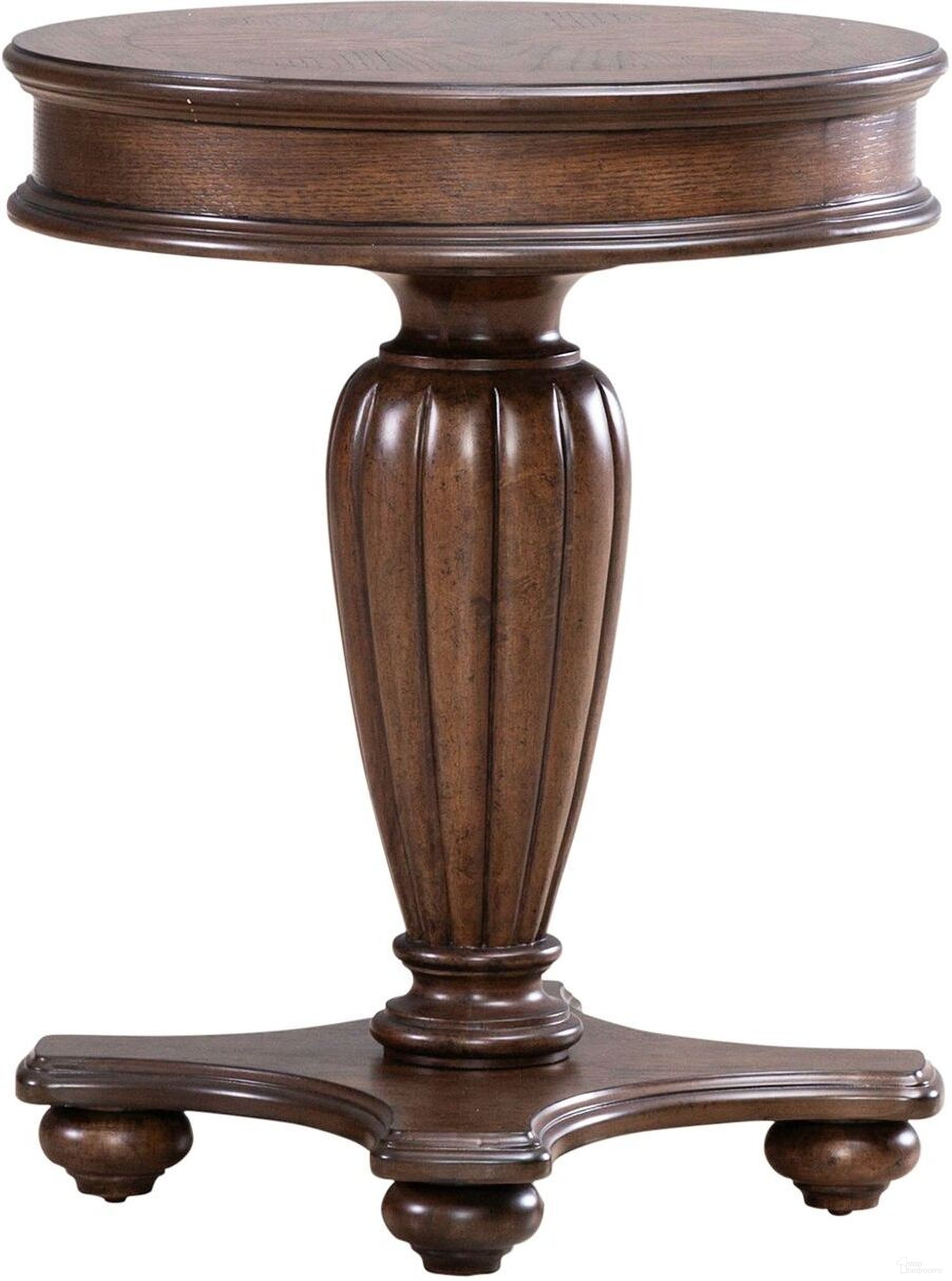 The appearance of Allington Round End Table In Satin Sienna designed by Liberty in the traditional interior design. This satin sienna piece of furniture  was selected by 1StopBedrooms from Allington Collection to add a touch of cosiness and style into your home. Sku: 418-OT1021. Material: Solid Rubberwood.