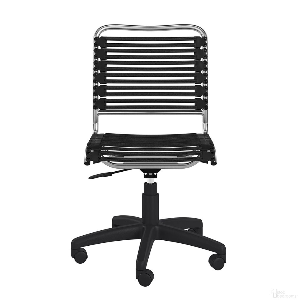Allison Bungie Flat Low Back Office Chair In Black and Aluminum