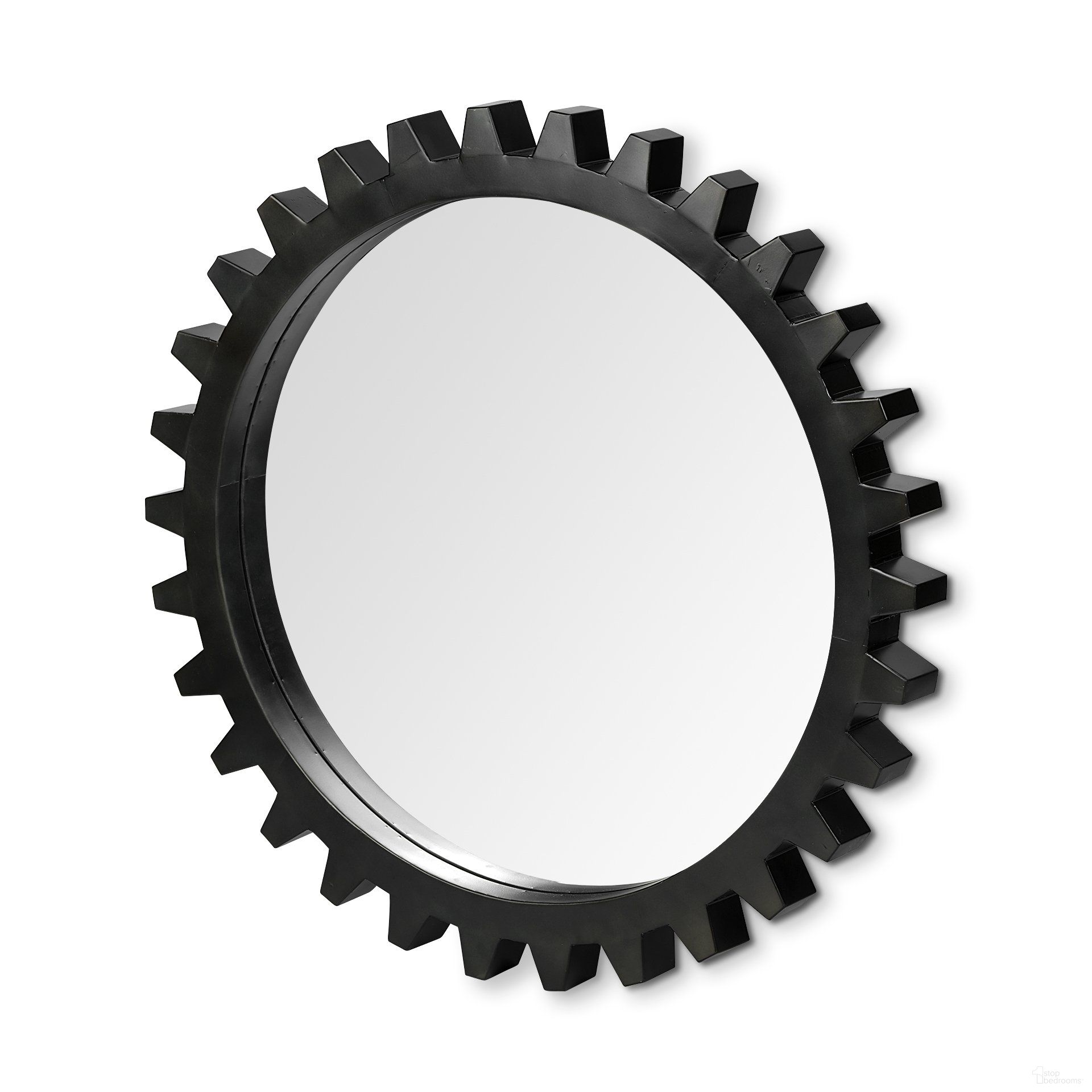 The appearance of Alloy Cog 37 Inch Metal Round Frame Mirror In Black designed by Mercana in the industrial interior design. This black piece of furniture was selected by 1StopBedrooms from Cog Collection to add a touch of cosiness and style into your home. Sku: 68551. Material: Metal.