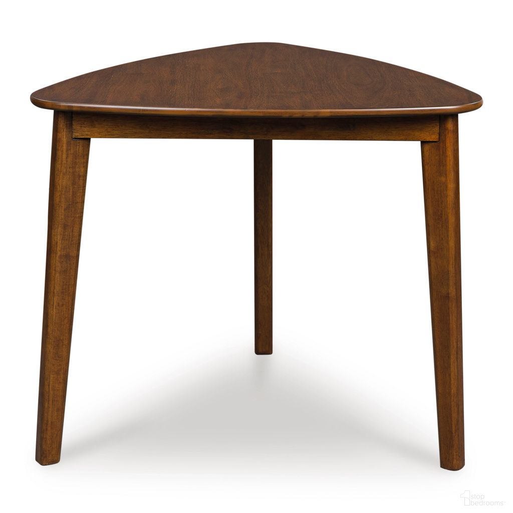 The appearance of Allstream Dining Table In Brown designed by Signature Design by Ashley in the transitional interior design. This brown piece of furniture was selected by 1StopBedrooms from Allstream Collection to add a touch of cosiness and style into your home. Sku: NCD609-16. Table Base Style: Legs. Table Top Shape: Oval. Material: Wood. Size: 33" x 35".