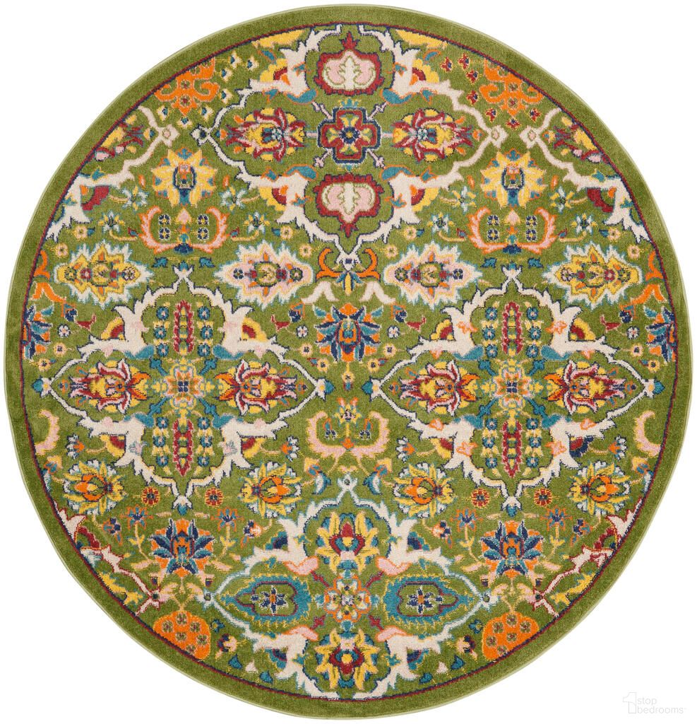 The appearance of Allur 4' x 4' Round Indoor Rug In Ivory and Sage designed by Nourison in the bohemian interior design. This ivory and sage piece of furniture was selected by 1StopBedrooms from Allur Collection to add a touch of cosiness and style into your home. Sku: 99446936400. Material: Polypropylene.