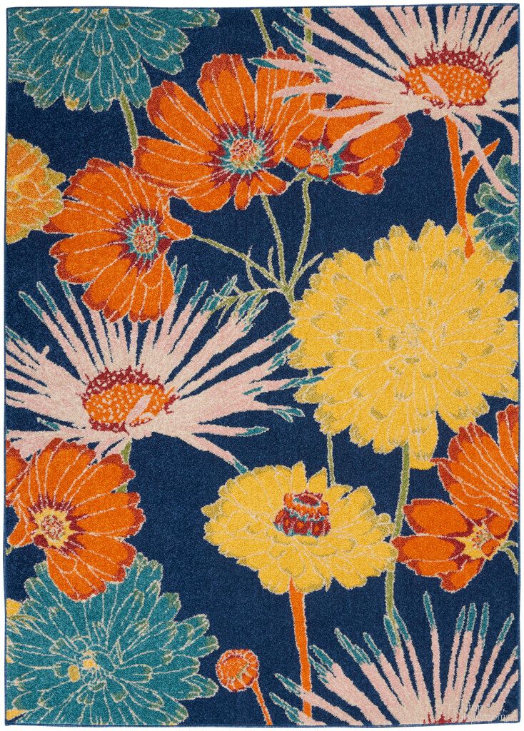 Allur 5'3" x 7'3" Contemporary Indoor Rug In Navy Multi