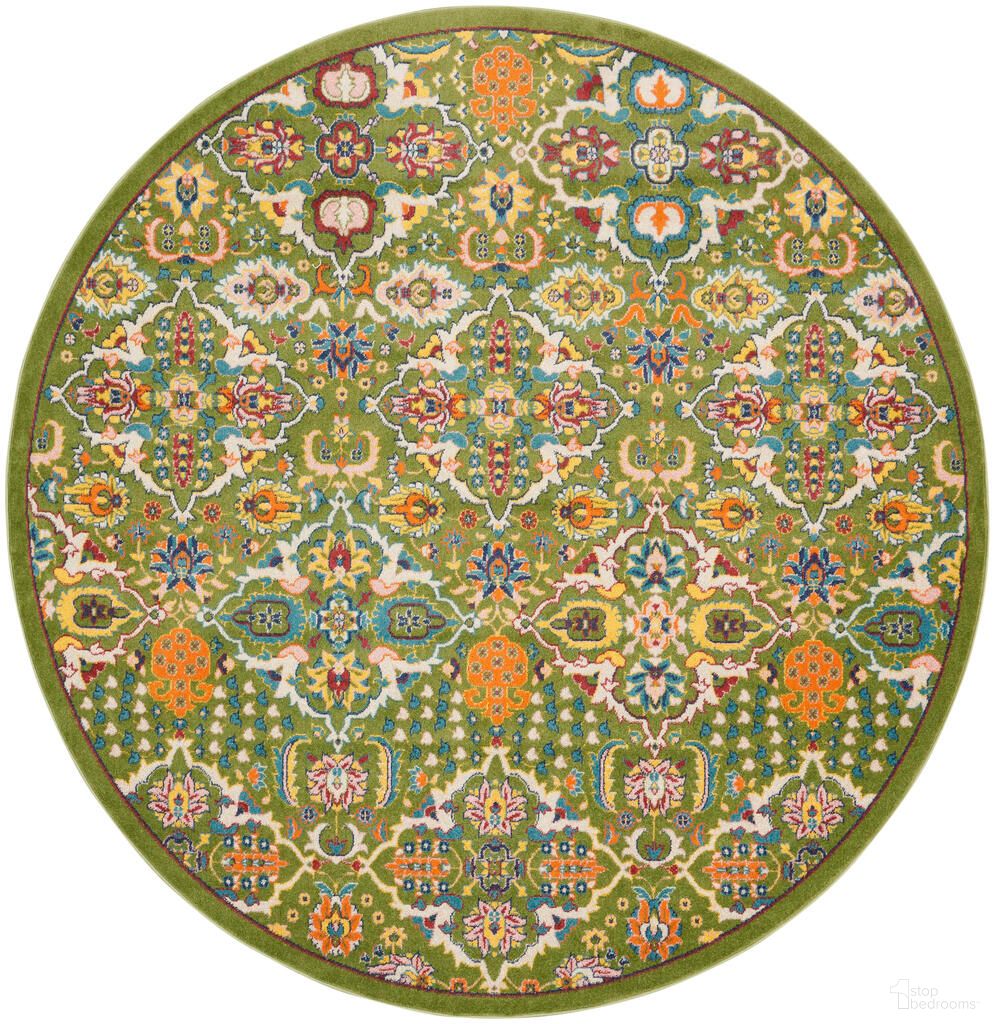 Allur 7'10" x 7'10" Round Indoor Rug In Ivory and Sage