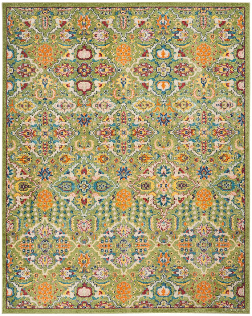 The appearance of Allur 9' x 12' Indoor Rug In Ivory and Sage designed by Nourison in the bohemian interior design. This ivory and sage piece of furniture was selected by 1StopBedrooms from Allur Collection to add a touch of cosiness and style into your home. Sku: 99446837486. Material: Polypropylene.
