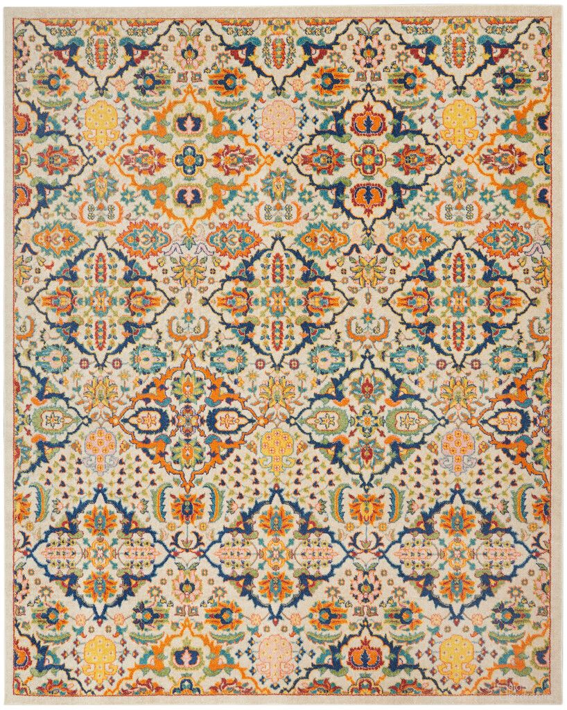 The appearance of Allur 9' x 12' Bohemian Indoor Rug In Ivory Multi designed by Nourison in the bohemian interior design. This ivory multi piece of furniture was selected by 1StopBedrooms from Allur Collection to add a touch of cosiness and style into your home. Sku: 99446838346. Material: Polypropylene.