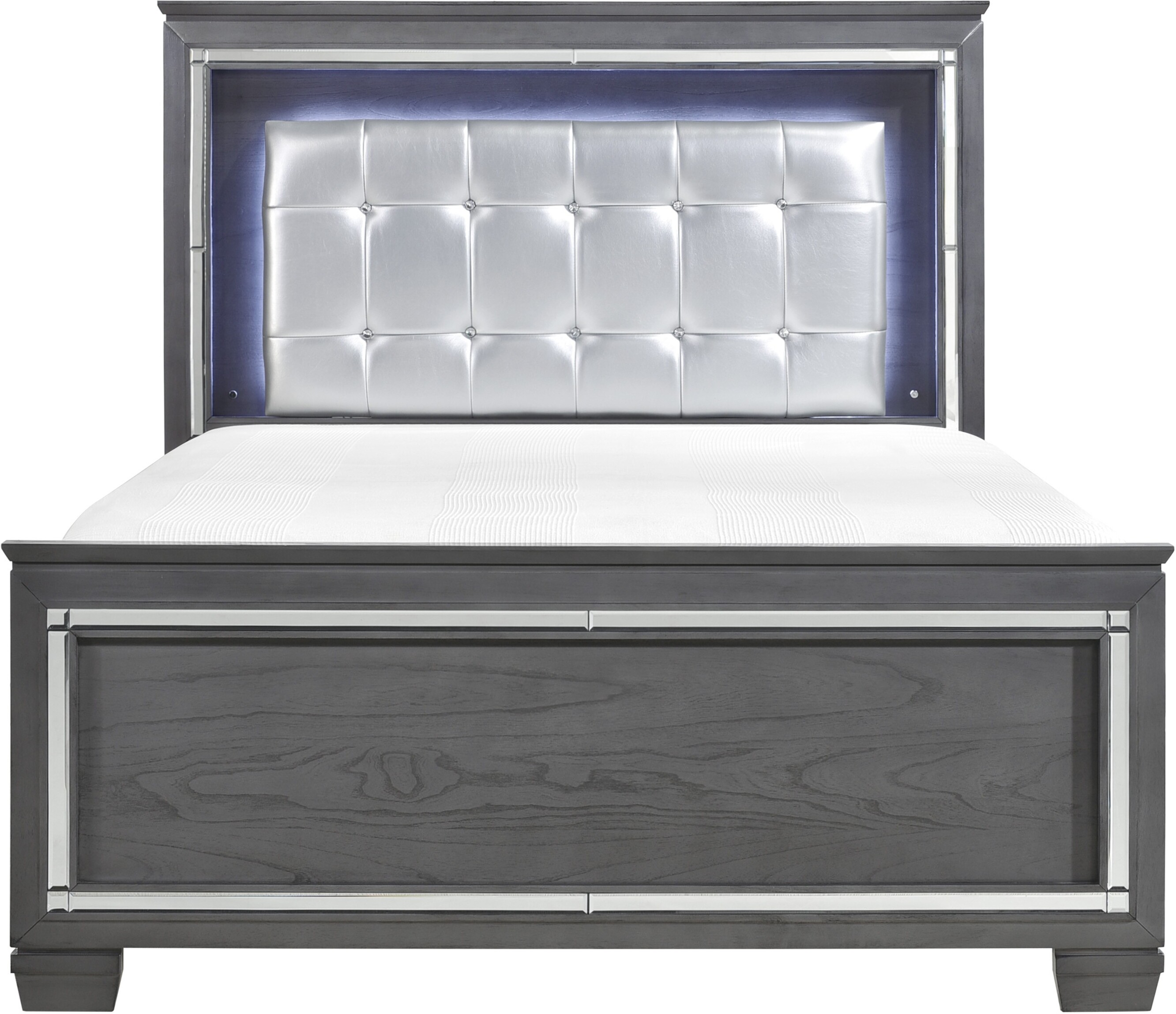 Allura White Queen Panel Bed w/Led Lighting by Homelegance 1StopBedrooms