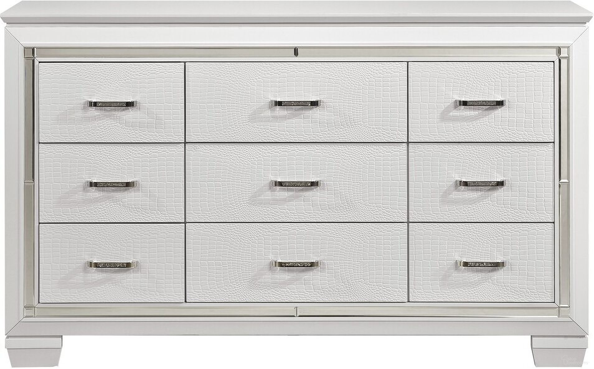 The appearance of Allura White Dresser designed by Homelegance in the modern / contemporary interior design. This white piece of furniture  was selected by 1StopBedrooms from Allura Collection to add a touch of cosiness and style into your home. Sku: 1916W-5. Material: Wood.
