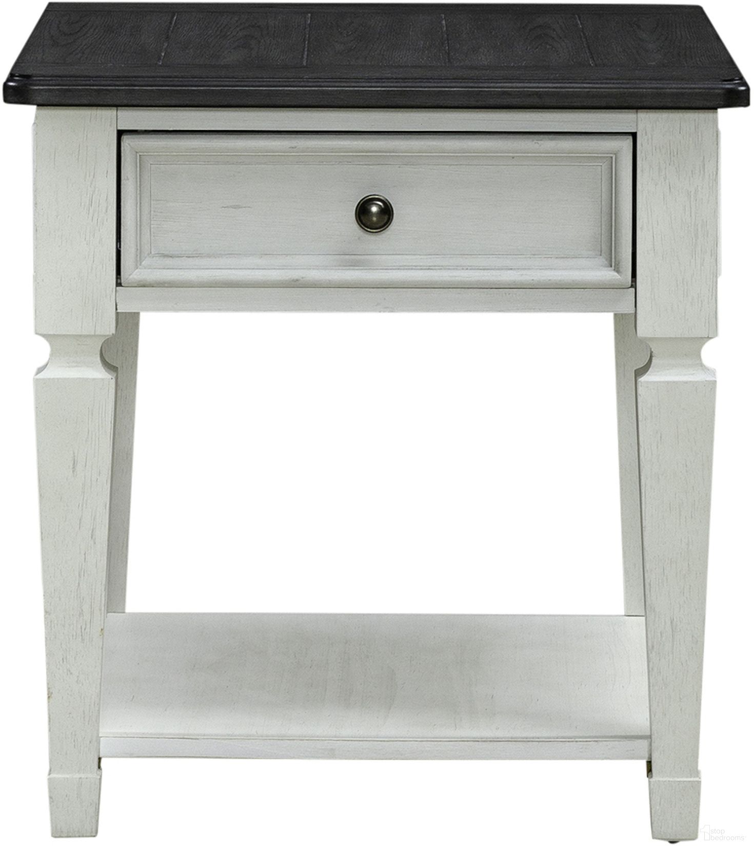 The appearance of Allyson Park Wirebrushed White Drawer End Table designed by Liberty in the country / farmhouse interior design. This white piece of furniture  was selected by 1StopBedrooms from Allyson Park Collection to add a touch of cosiness and style into your home. Sku: 417-OT1020. Material: Pine.