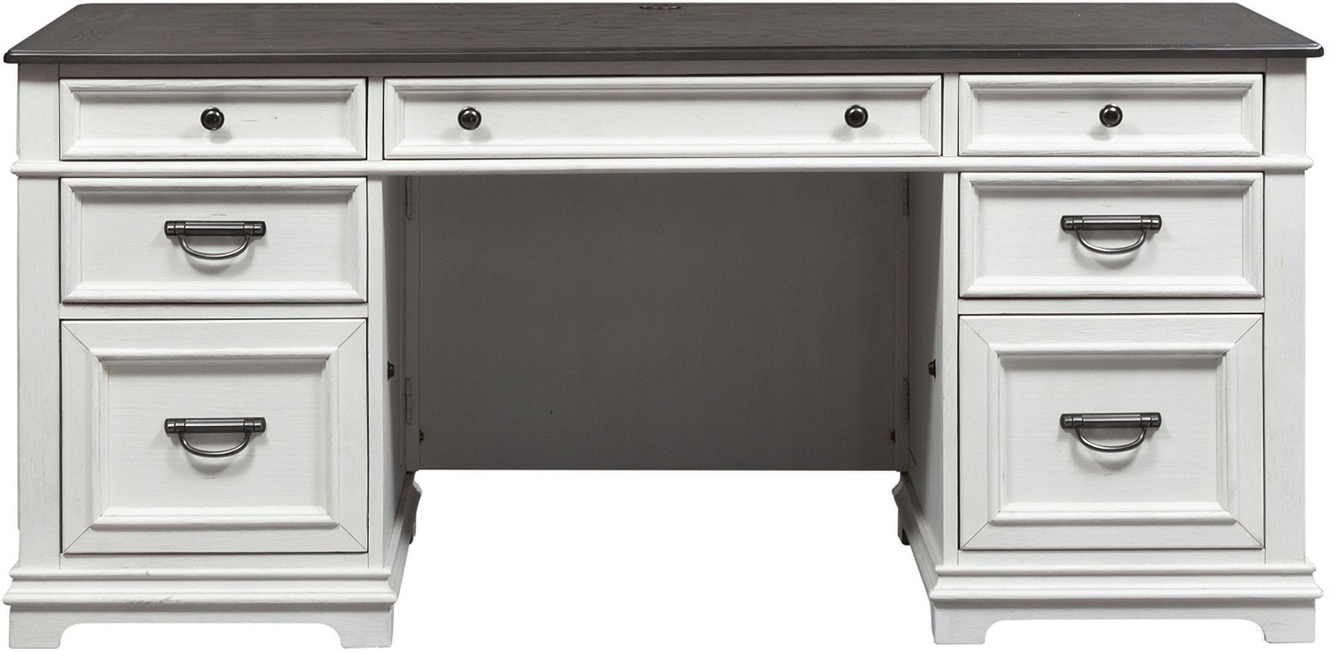 Allyson Park Wirebrushed White Executive Desk by Liberty | 1StopBedrooms