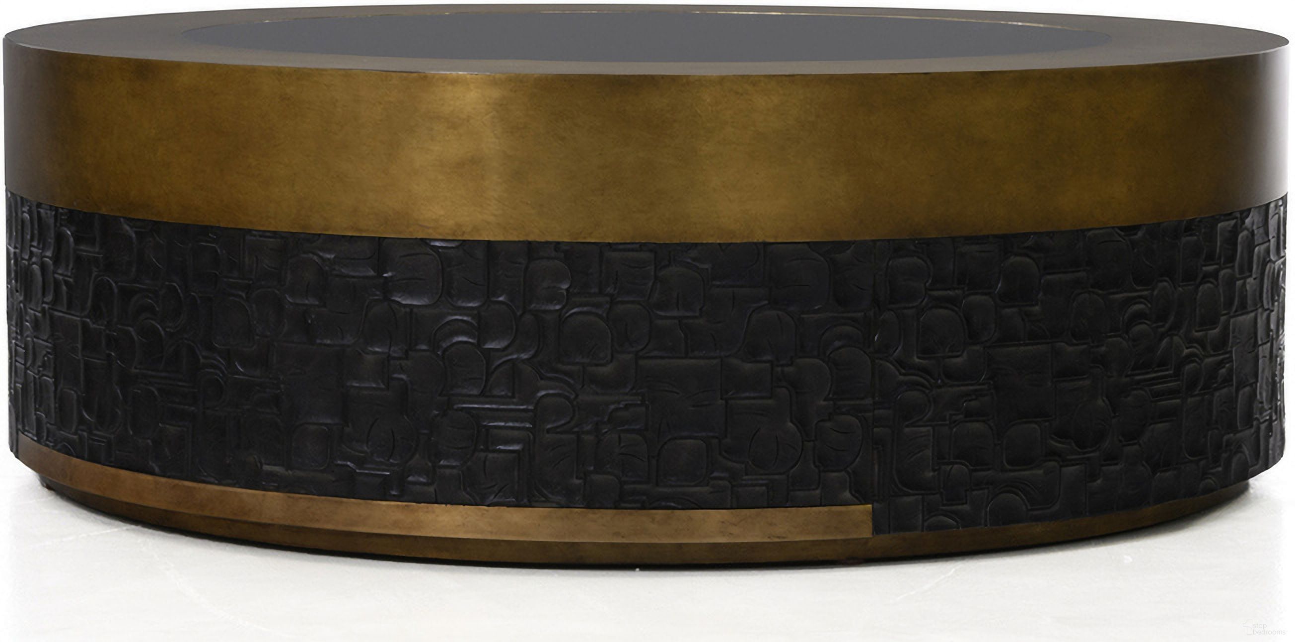The appearance of Alma Cocktail Table In Black/Brushed Antique Brass/Brown designed by Maitland-Smith in the modern / contemporary interior design. This black/brushed antique brass/brown piece of furniture  was selected by 1StopBedrooms from Maitland Smith Collection to add a touch of cosiness and style into your home. Sku: 8427-33. Material: Resin.