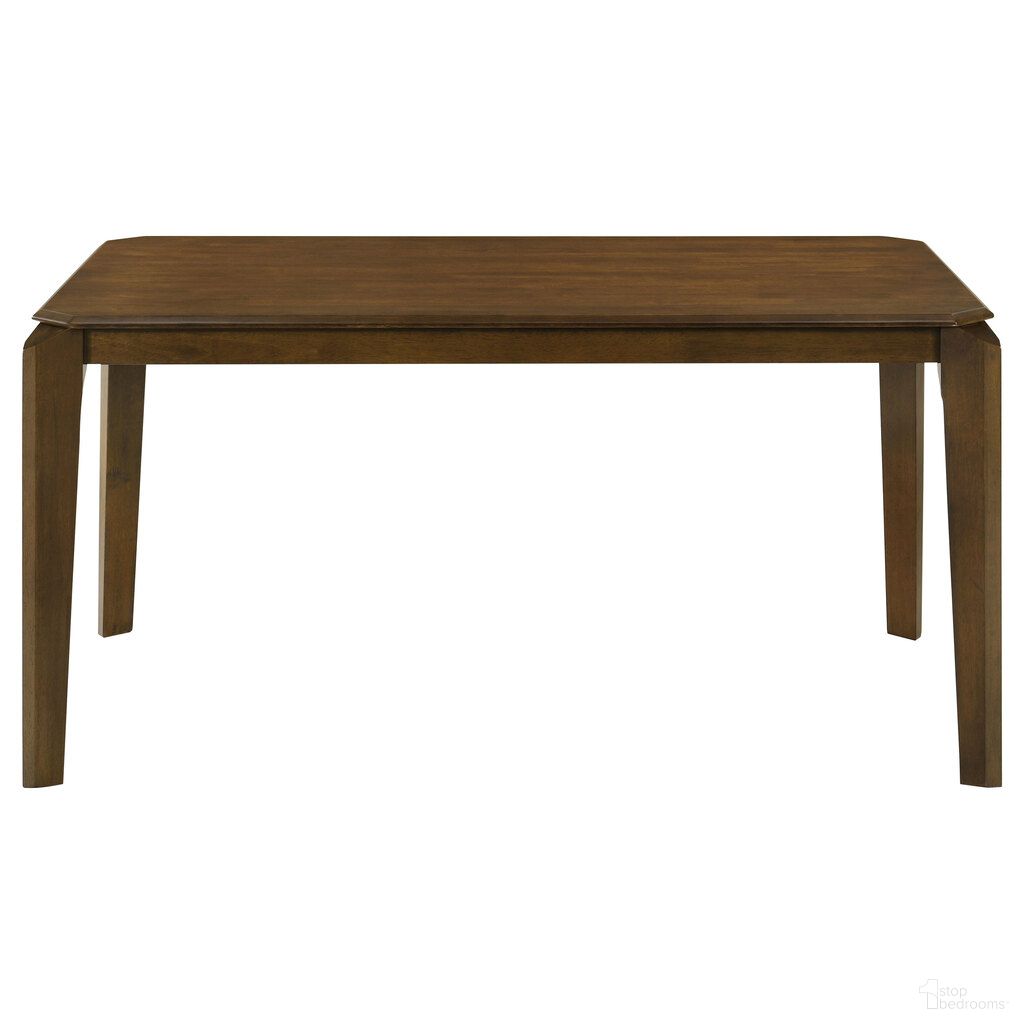 The appearance of Almonte 59 Inch Rectangular Wood Dining Table In Dark Brown designed by Coaster in the transitional interior design. This dark brown piece of furniture  was selected by 1StopBedrooms from Almonte Collection to add a touch of cosiness and style into your home. Sku: 108921. Table Base Style: Legs. Table Top Shape: Rectangular. Size: 36" x 59". Material: Hardwood.